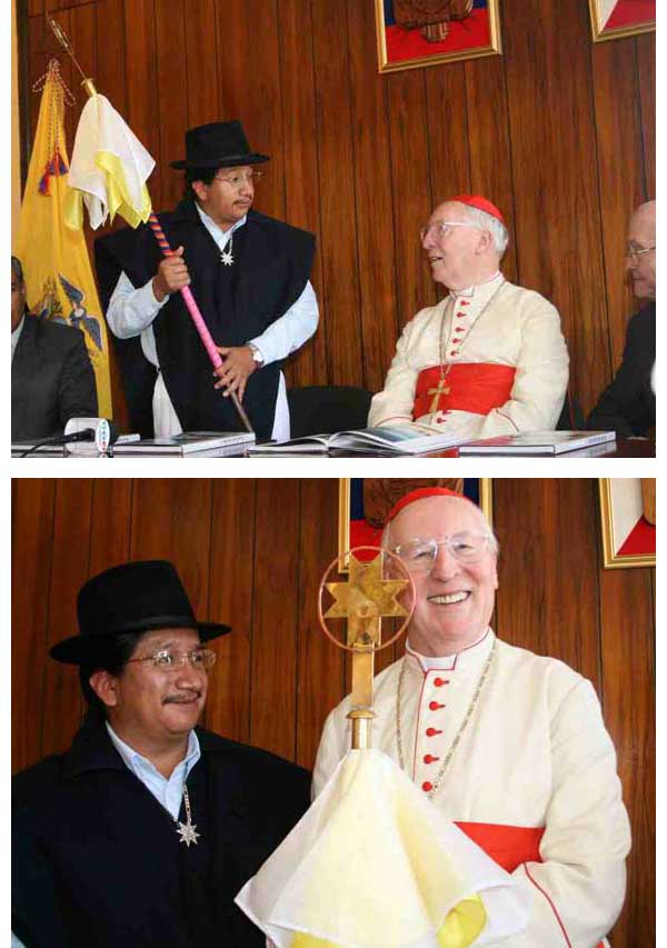 Cardinal of Munich Receives Inca Symbols